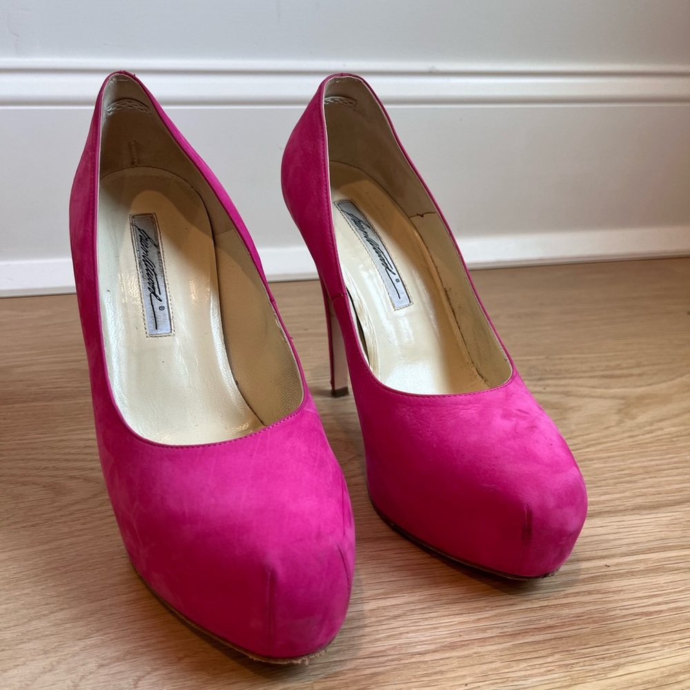 Brian Atwood hot pink platform heels